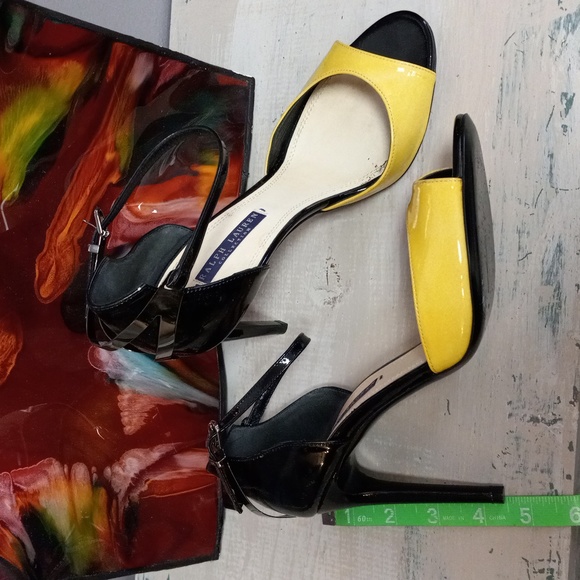 RALPH LAUREN COLLECTION Purple Label Black and Yellow Heels - Picture 4 of 12
